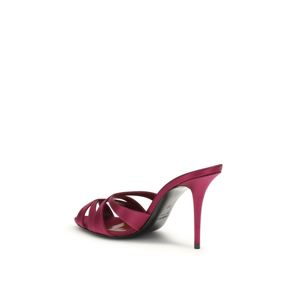 Bordeaux Silk Stiletto Heel Sandals