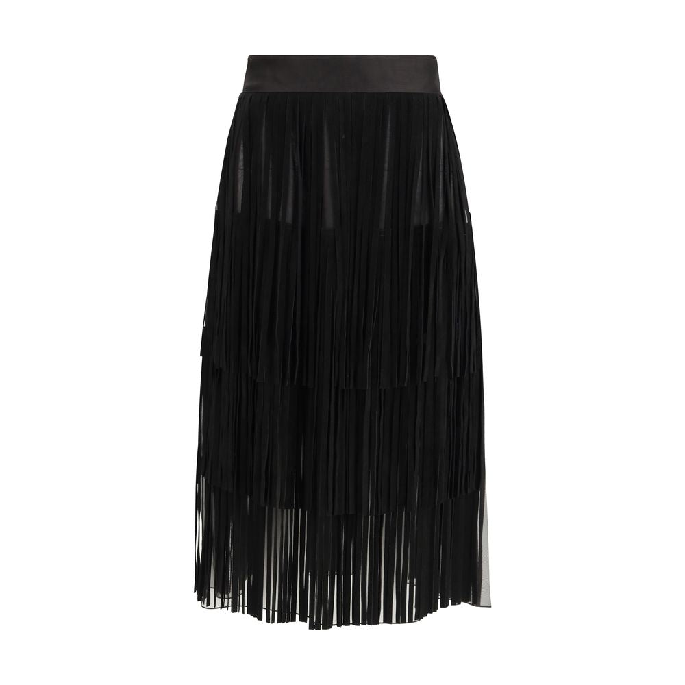Black Silk Long Skirt
