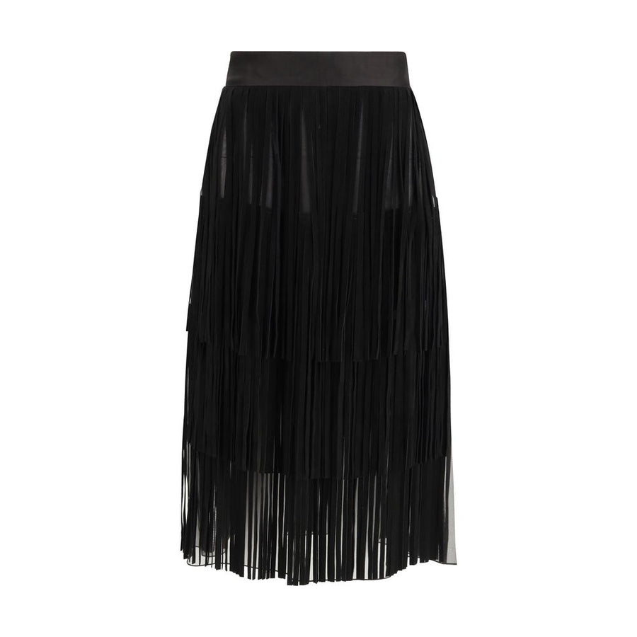 Black Silk Long Skirt