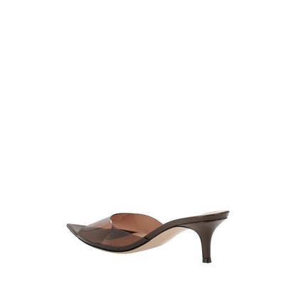 Brown Polyurethane Stiletto Heel Sandals
