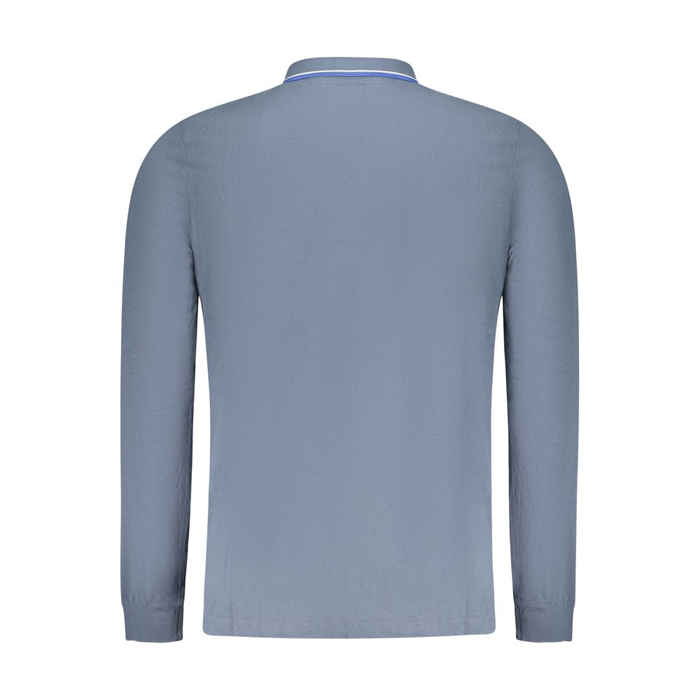 Blue Cotton Men Polo Shirt