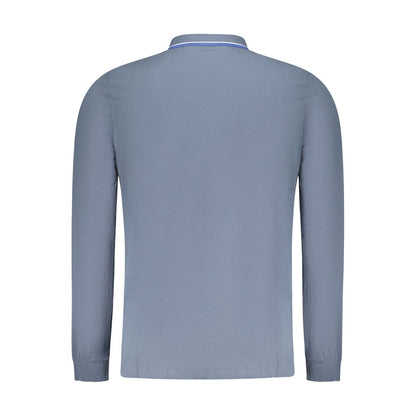 Blue Cotton Men Polo Shirt