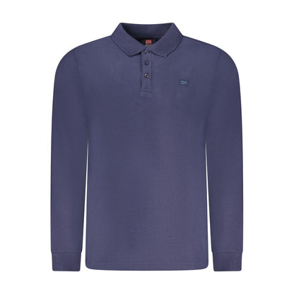 Blue Cotton Men Polo Shirt