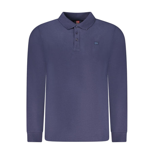 Blue Cotton Men Polo Shirt