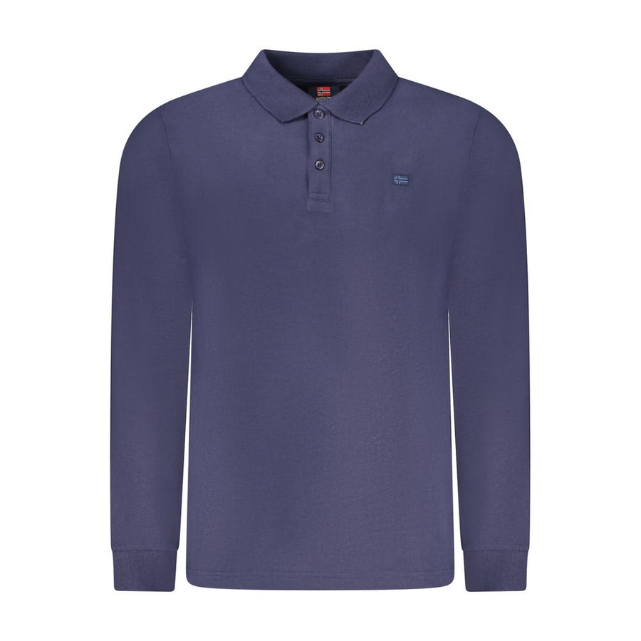 Blue Cotton Men Polo Shirt