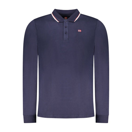 Blue Cotton Men Polo Shirt