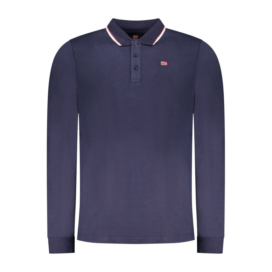 Blue Cotton Men Polo Shirt