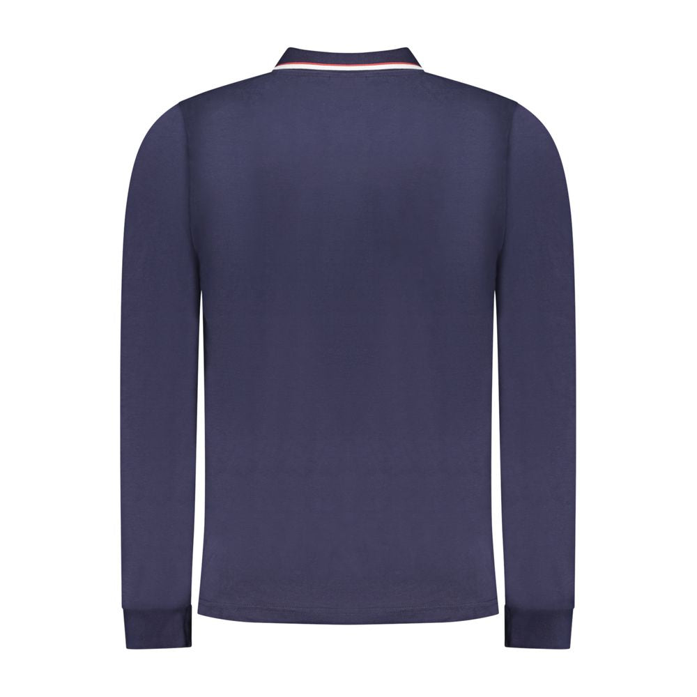 Blue Cotton Men Polo Shirt