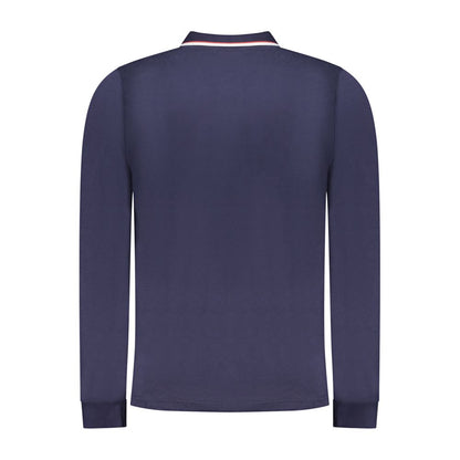 Blue Cotton Men Polo Shirt