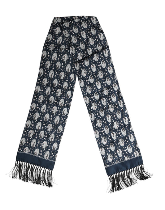 Navy Blue Silk Neck Wrap Shawl Men Scarf