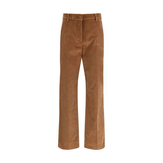 Brown Cotton Casual Pants