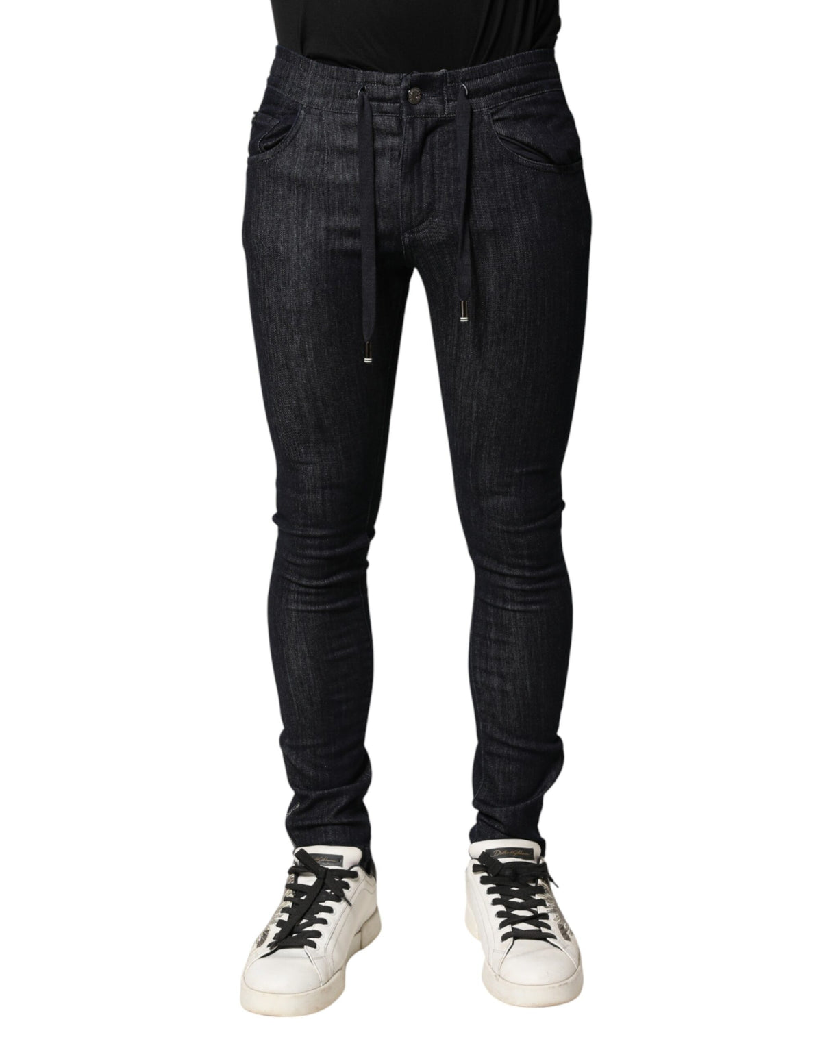 Black Cotton Stretch Skinny Denim Men Jeans
