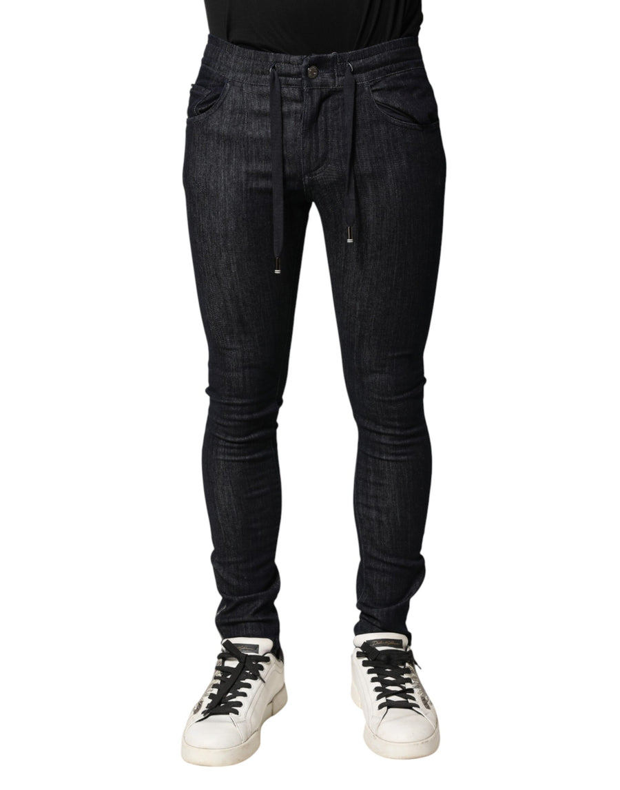 Black Cotton Stretch Skinny Denim Men Jeans