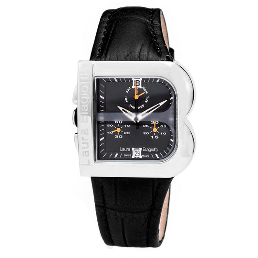 Black Leather Dress Watch