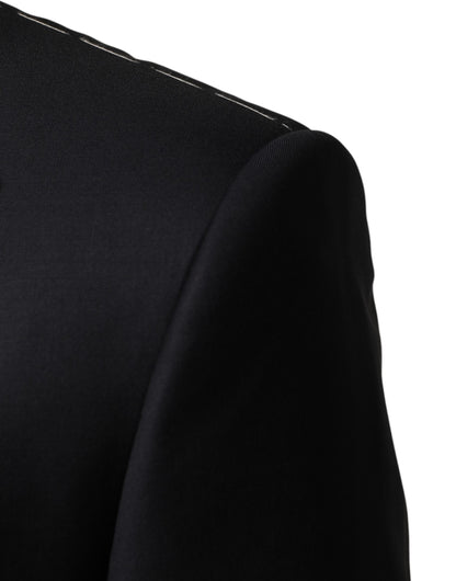 Blue Wool Single Breasted 3 Piece Men Suit