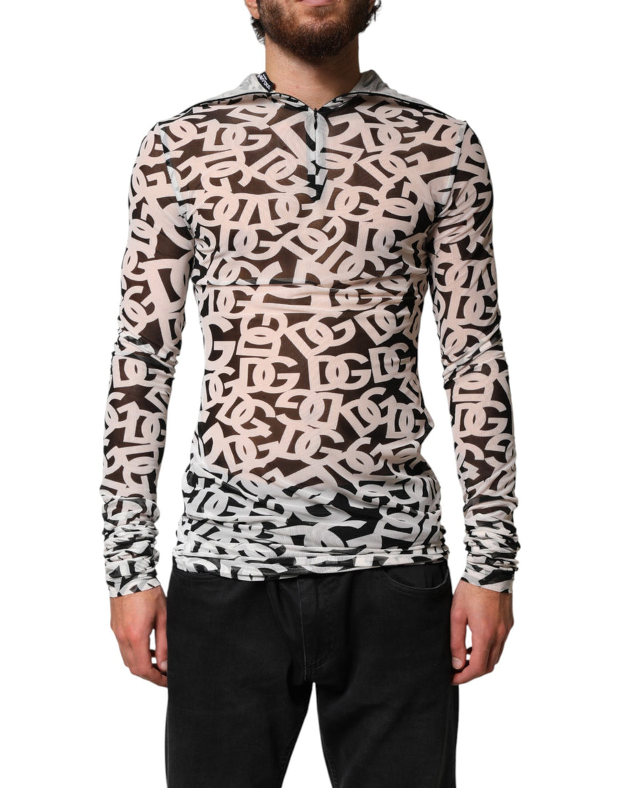 White DG Logo Long Sleeves Turtleneck Top