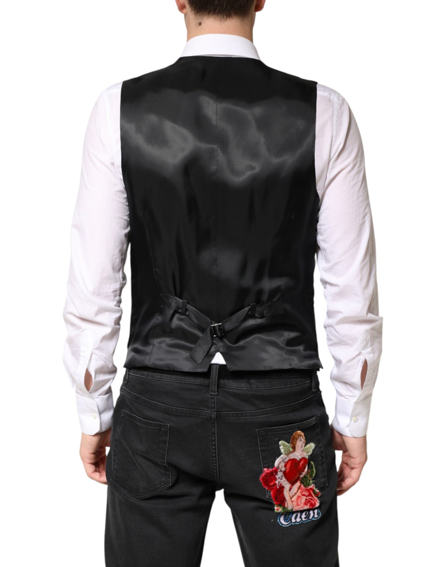 Black Stripes Wool Dress Men Waistcoat Vest