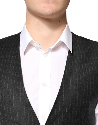 Black Stripes Wool Dress Men Waistcoat Vest