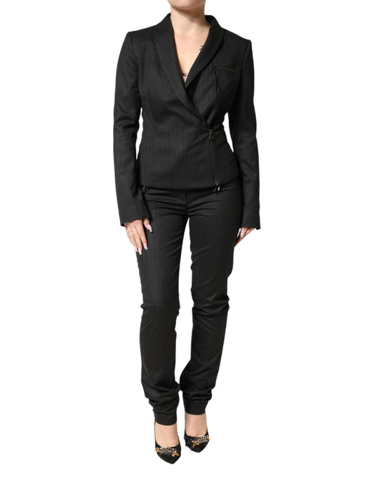 Black Double Breasted Pants Blazer Jacket 2 Piece Suit