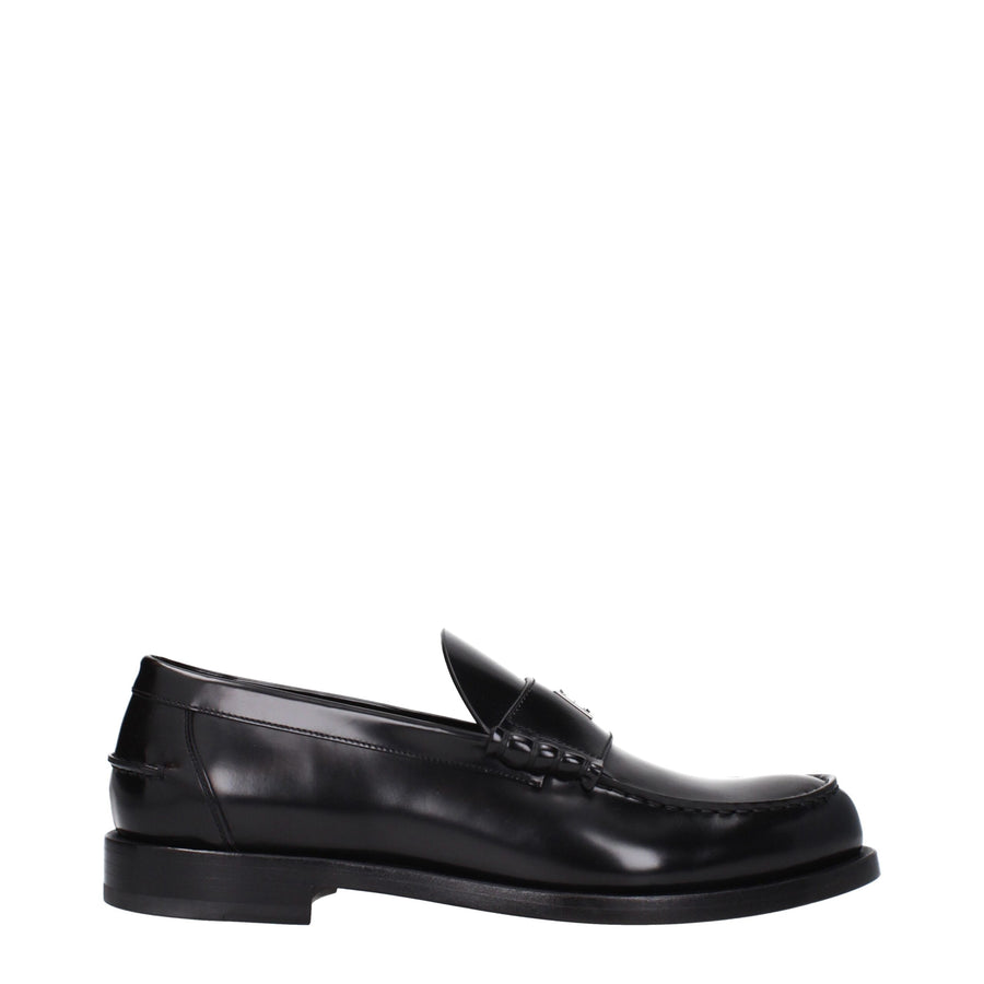 Black Leather Slip-On Loafers