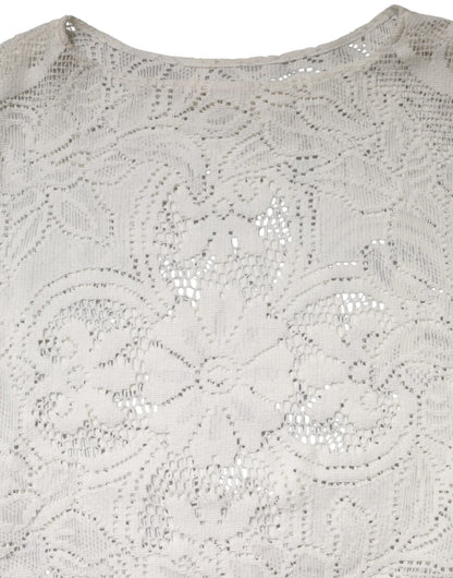White Embroidery Lace Cotton Blouse Top