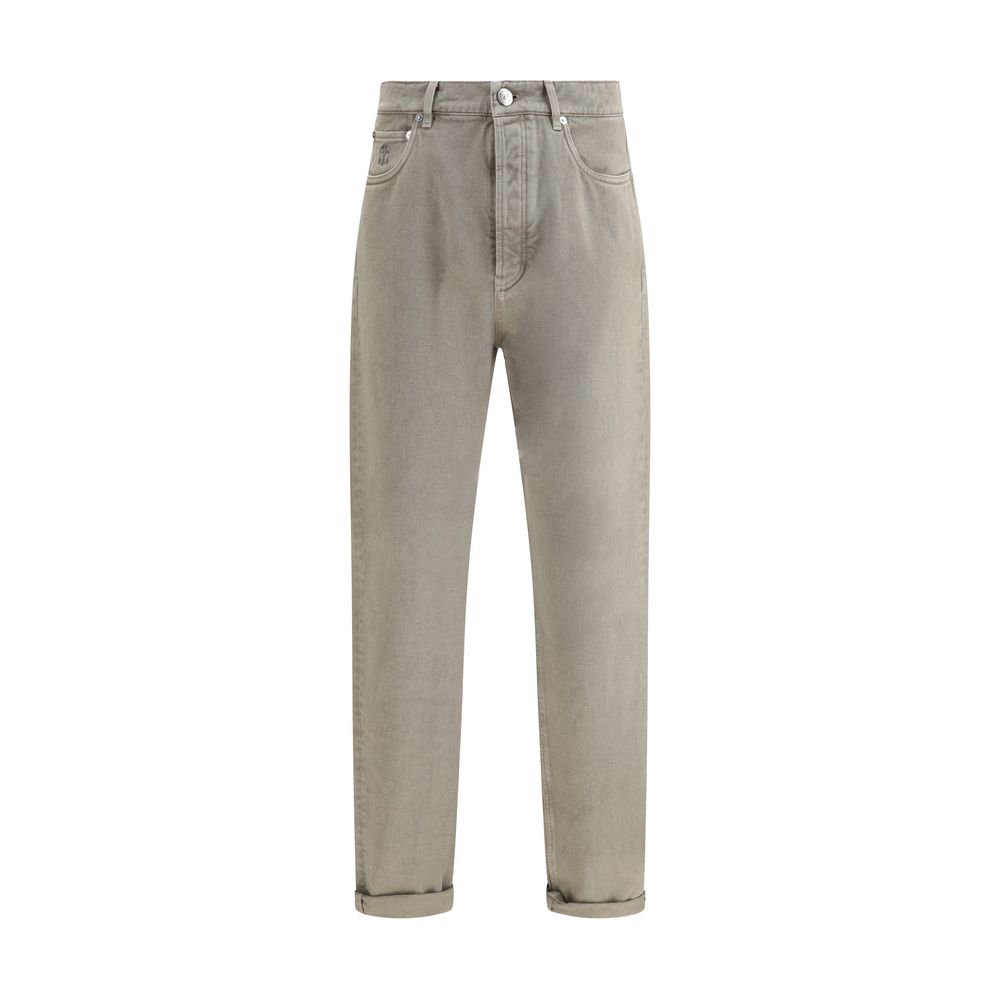 Bicolor Cotton Straight-Leg Jeans
