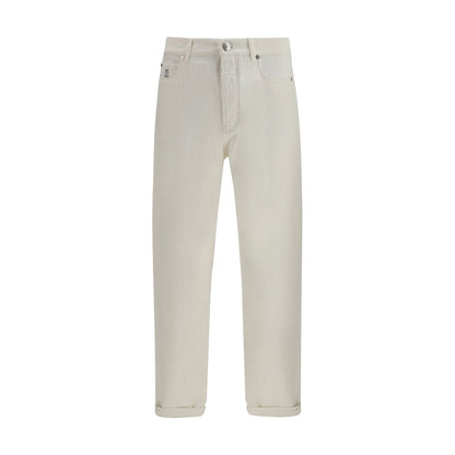 White Cotton Straight-Leg Jeans