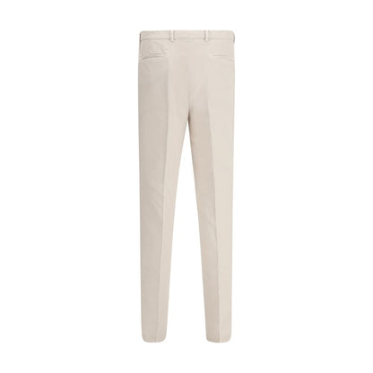 Beige Cotton Casual Pants