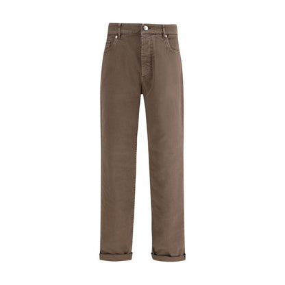 Brown Cotton Jeans Denim