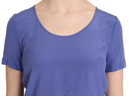 Silk Purple Short Sleeve Casual Top Blouse