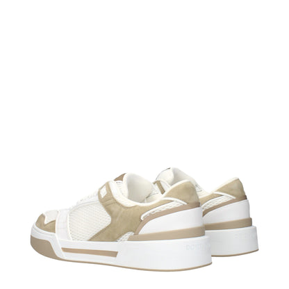 White Fabric Low Top Sneakers