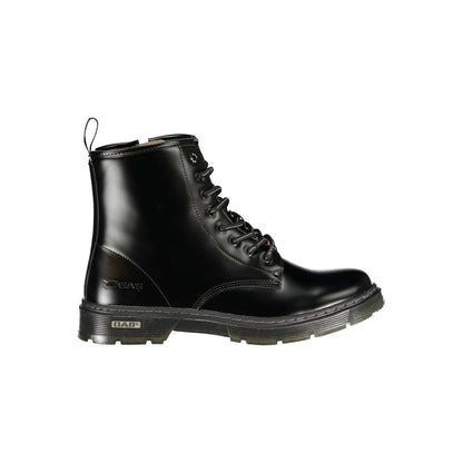 Black Polyurethane Men Ankle Boot