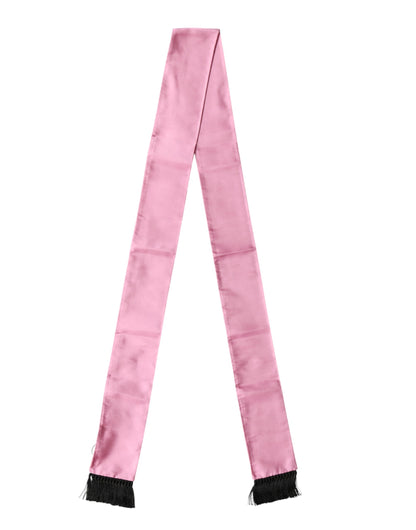 Pink Silk Fringes Neck Wrap Foulard Scarf