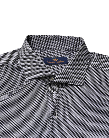 Gray Patterned Long Sleeves Dress Shirt