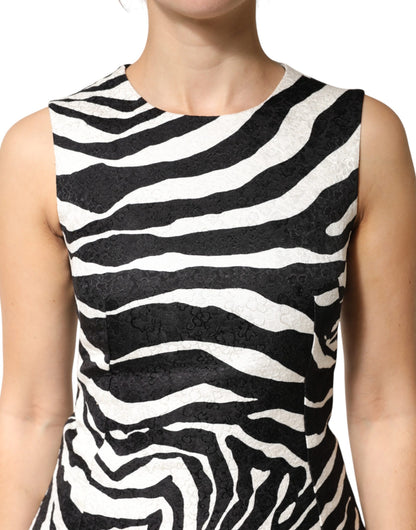Black White Zebra Sleeveless A-line Dress