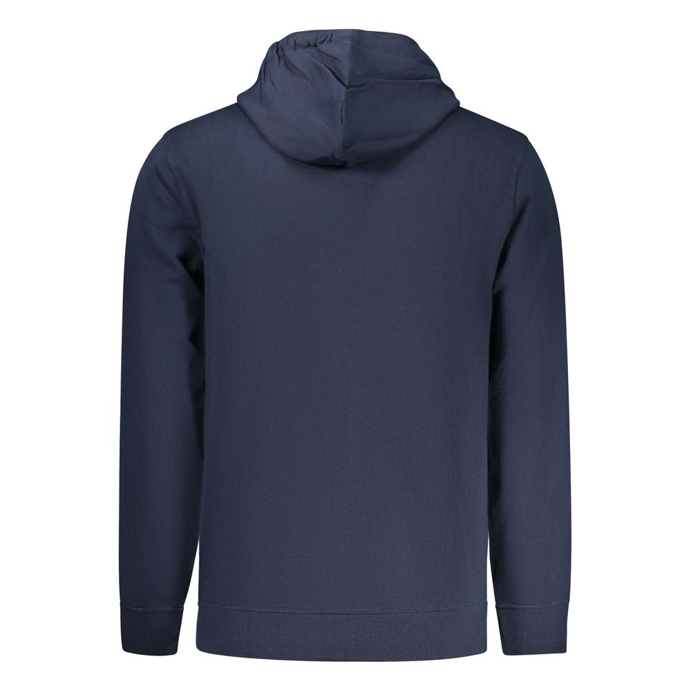 Blue Cotton Men Hoodie