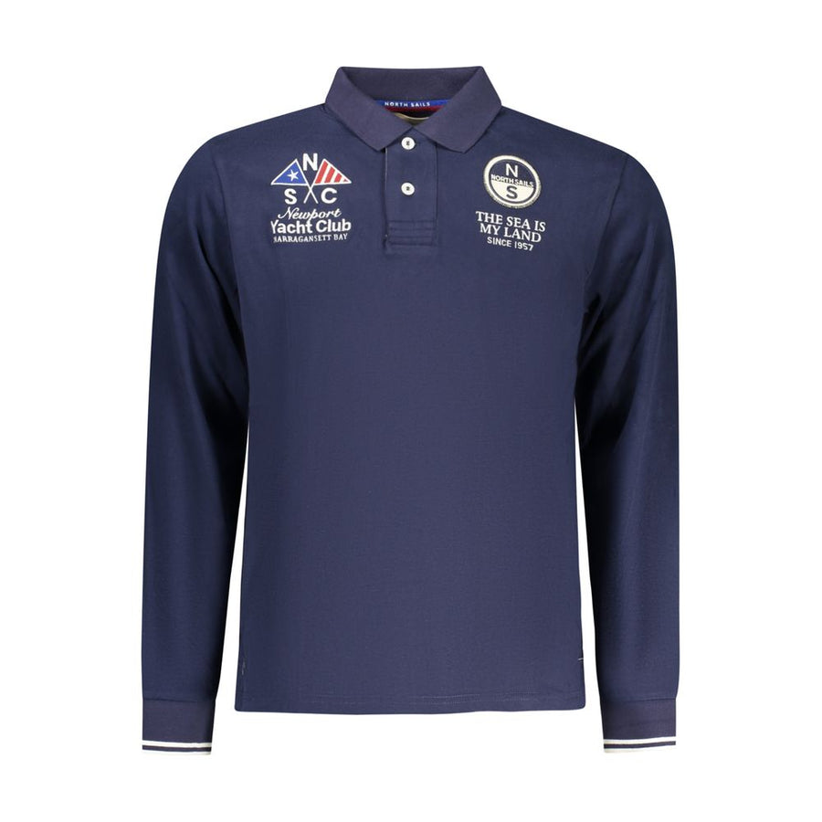 Blue Cotton Men Polo Shirt