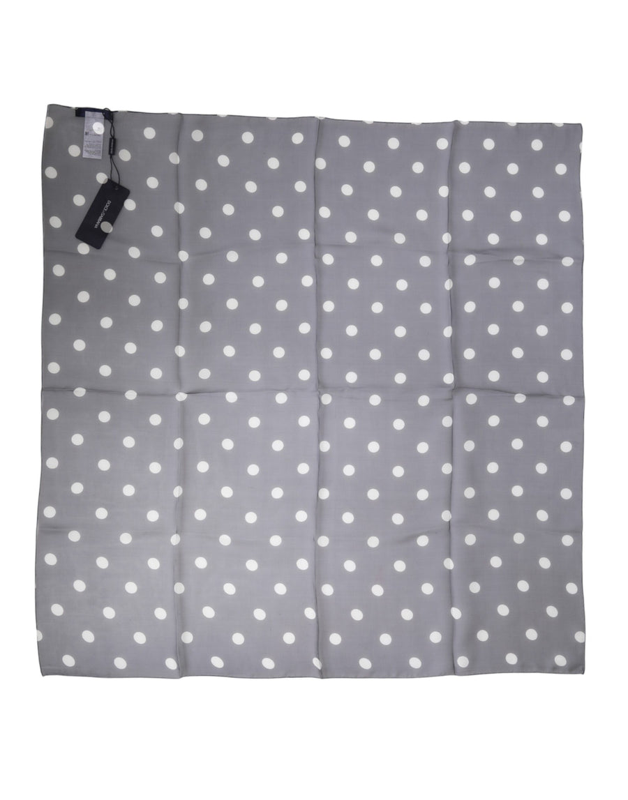 Blue Polka Dot Silk Square Foulard 91.5cm x 89.5cm Scarf