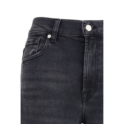 Black Cotton Straight-Leg Jeans