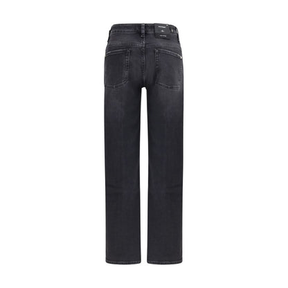 Black Cotton Straight-Leg Jeans