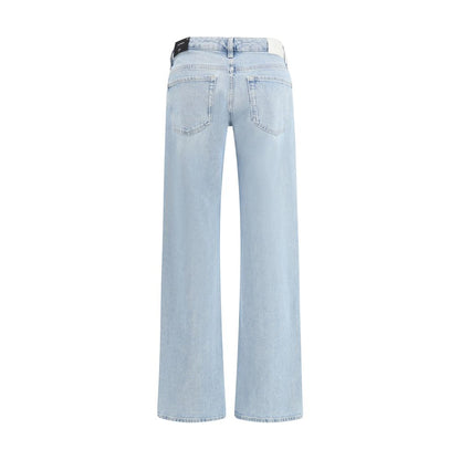 Blue Cotton Straight-Leg Jeans