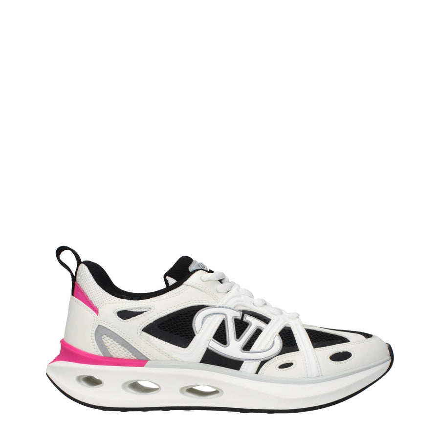 White Fabric Athletic Sneakers