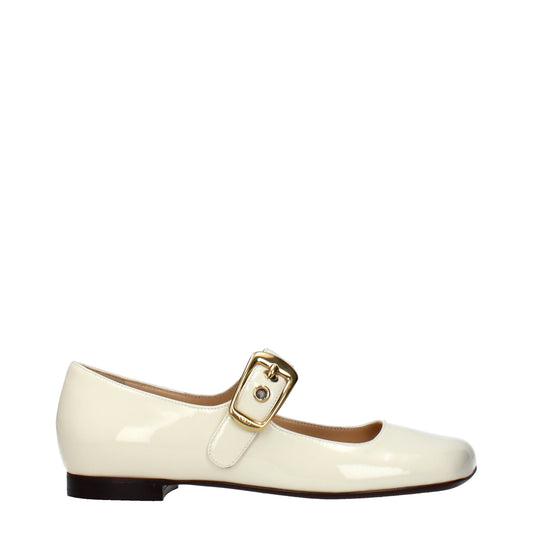 Beige Leather Ballet Flats