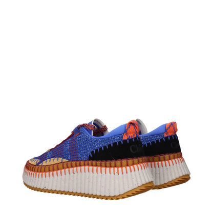 Blue Fabric Chunky Sneakers