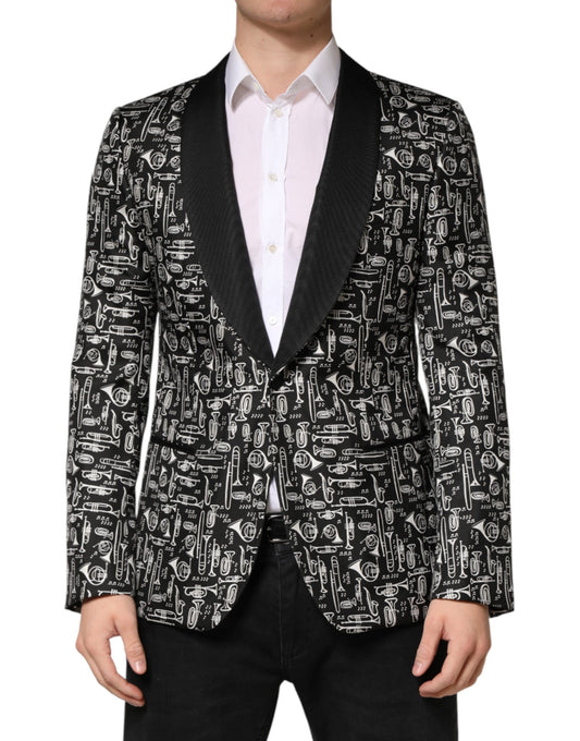Black Jazz Club Silk Single Breasted Blazer