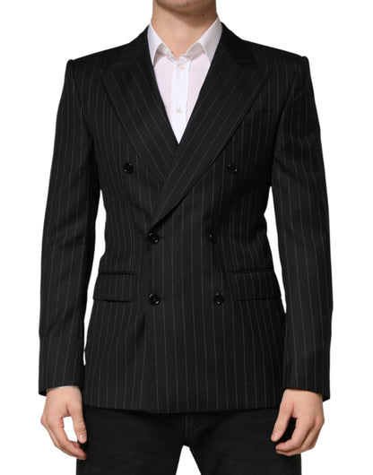 Dark Gray Stripes Double Breasted 2Button Blazer