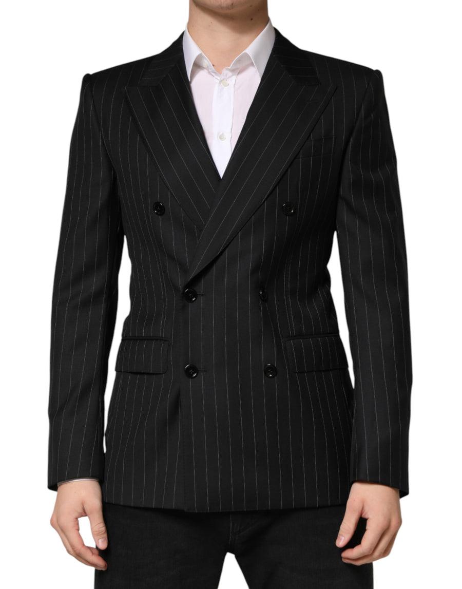 Dark Gray Stripes Double Breasted 2Button Blazer