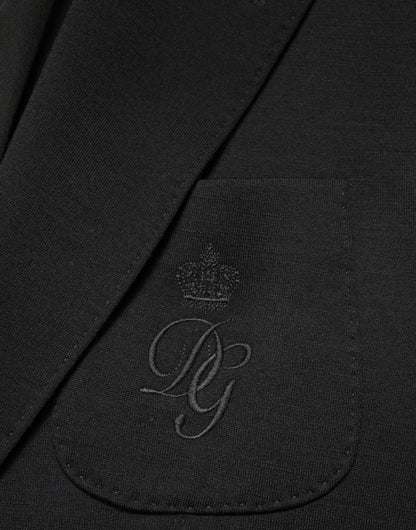 Black Wool Single Breasted 2 Button Blazer