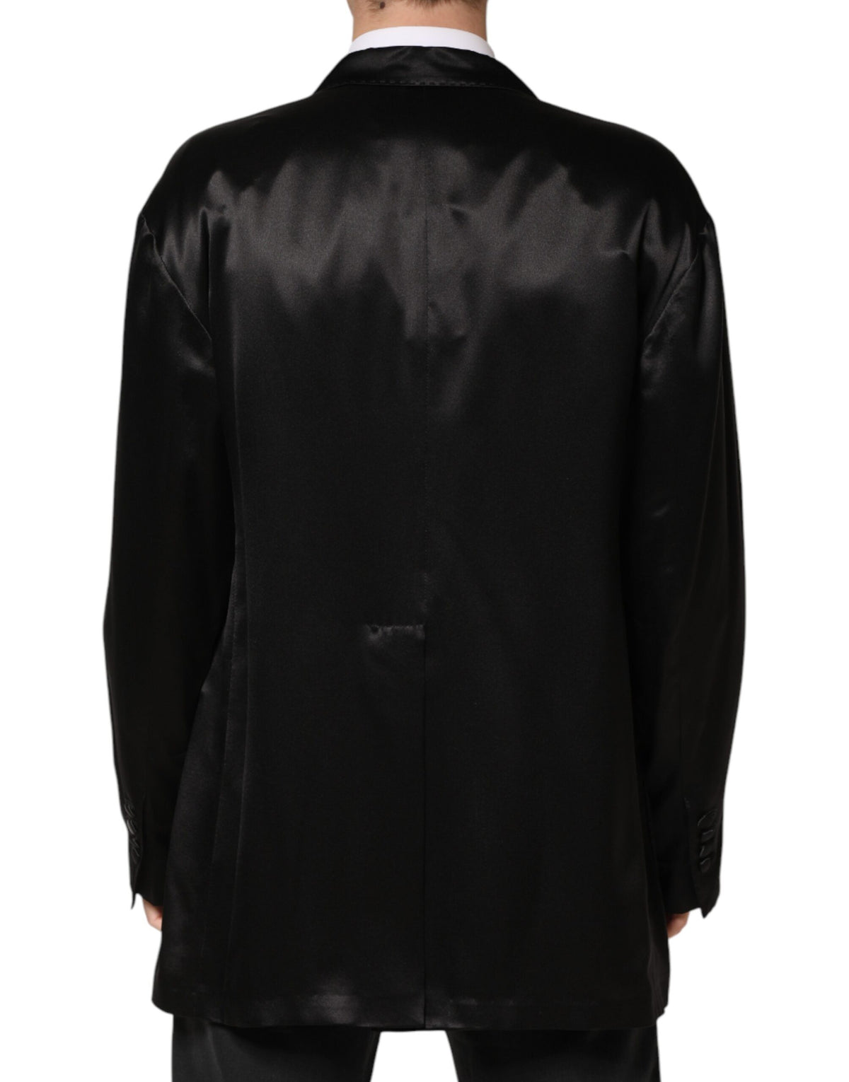 Black Silk Double Breasted 2 Button Blazer