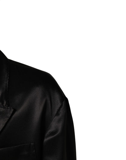 Black Silk Double Breasted 2 Button Blazer